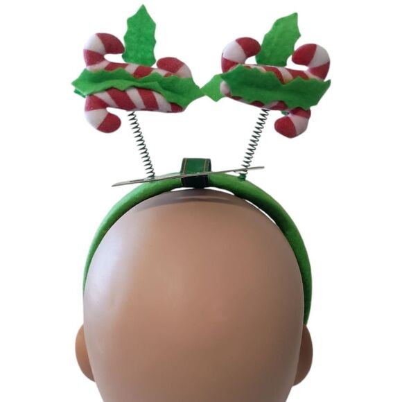 Christmas Bopper Headband Candycane Holly Berry Christmas House Felt Jiggly - Picture 9 of 16